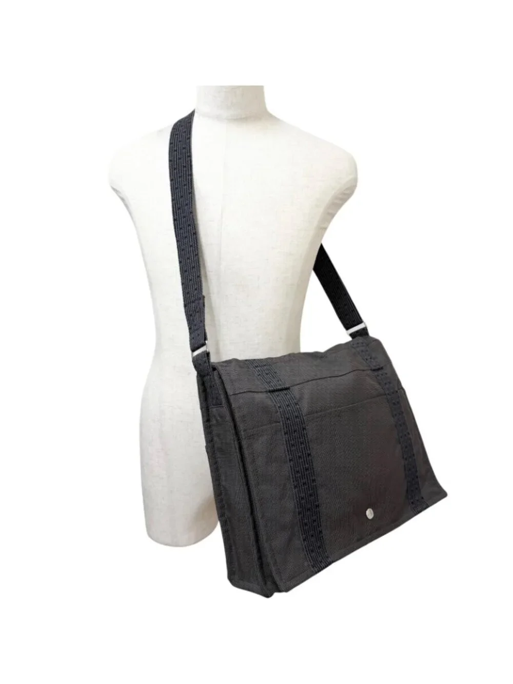 Hermes Her Line Besace MM Series Button Flap Messenger Bag Charcoal Gray
